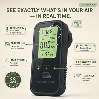 4 in 1 Plug-In Carbon Monoxide and Gas Leak Detector