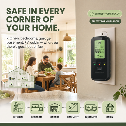 4 in 1 Plug-In Carbon Monoxide and Gas Leak Detector